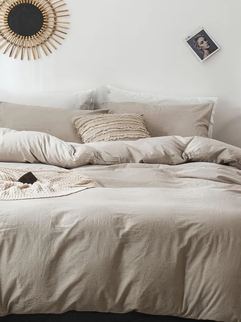 NEW MooMee Duvet Cover Set 100% Washed Cotton Linen like, Oversized Full